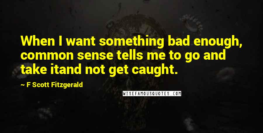 F Scott Fitzgerald Quotes: When I want something bad enough, common sense tells me to go and take itand not get caught.