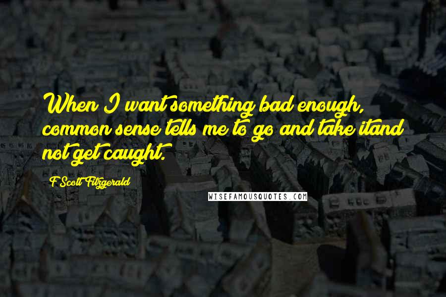 F Scott Fitzgerald Quotes: When I want something bad enough, common sense tells me to go and take itand not get caught.