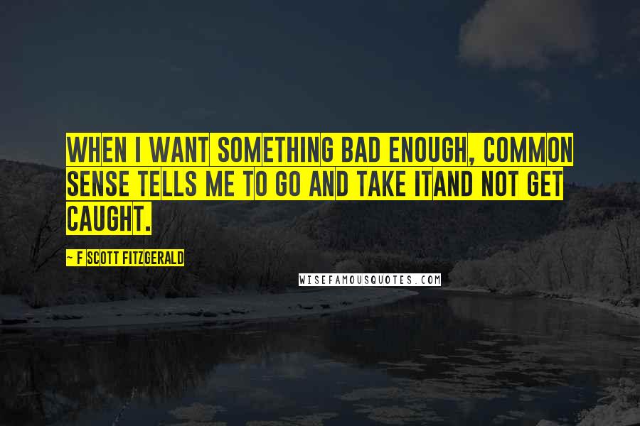 F Scott Fitzgerald Quotes: When I want something bad enough, common sense tells me to go and take itand not get caught.