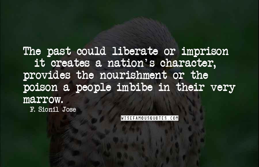 F. Sionil Jose Quotes: The past could liberate or imprison - it creates a nation's character, provides the nourishment or the poison a people imbibe in their very marrow.