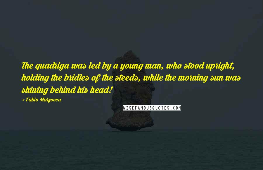 Fabio Marzocca Quotes: The quadriga was led by a young man, who stood upright, holding the bridles of the steeds, while the morning sun was shining behind his head!