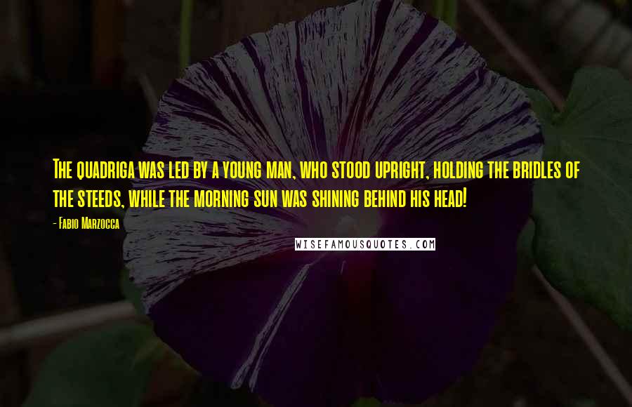 Fabio Marzocca Quotes: The quadriga was led by a young man, who stood upright, holding the bridles of the steeds, while the morning sun was shining behind his head!