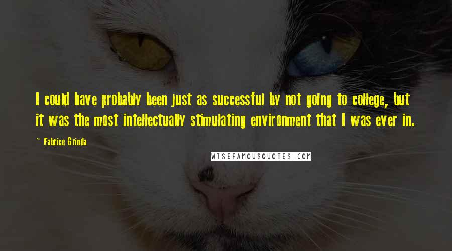 Fabrice Grinda Quotes: I could have probably been just as successful by not going to college, but it was the most intellectually stimulating environment that I was ever in.