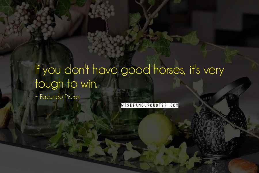 Facundo Pieres Quotes: If you don't have good horses, it's very tough to win.