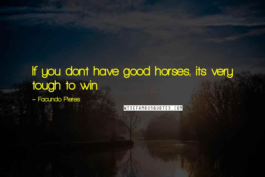 Facundo Pieres Quotes: If you don't have good horses, it's very tough to win.