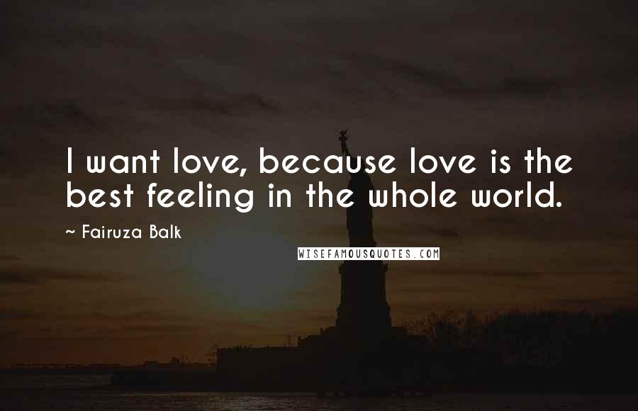 Fairuza Balk Quotes: I want love, because love is the best feeling in the whole world.