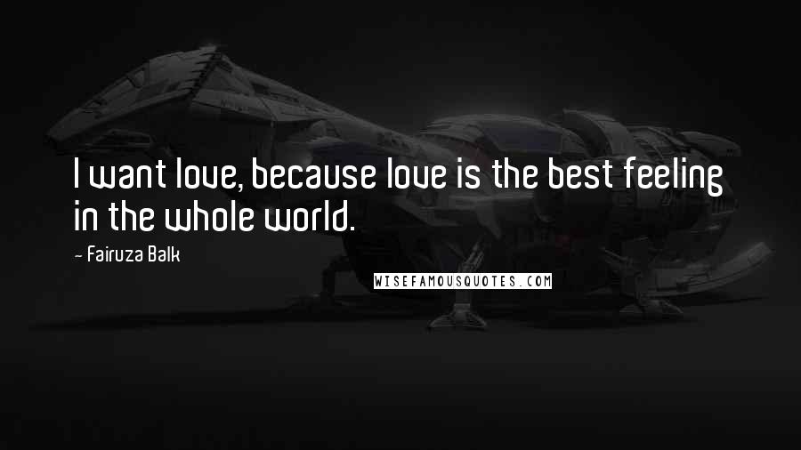 Fairuza Balk Quotes: I want love, because love is the best feeling in the whole world.