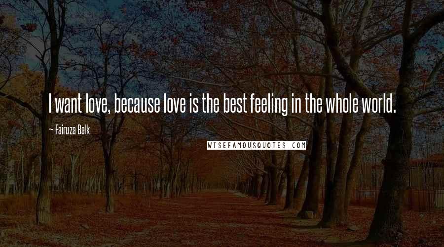 Fairuza Balk Quotes: I want love, because love is the best feeling in the whole world.