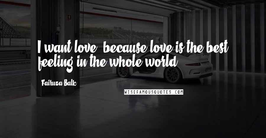 Fairuza Balk Quotes: I want love, because love is the best feeling in the whole world.