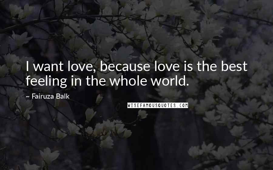 Fairuza Balk Quotes: I want love, because love is the best feeling in the whole world.