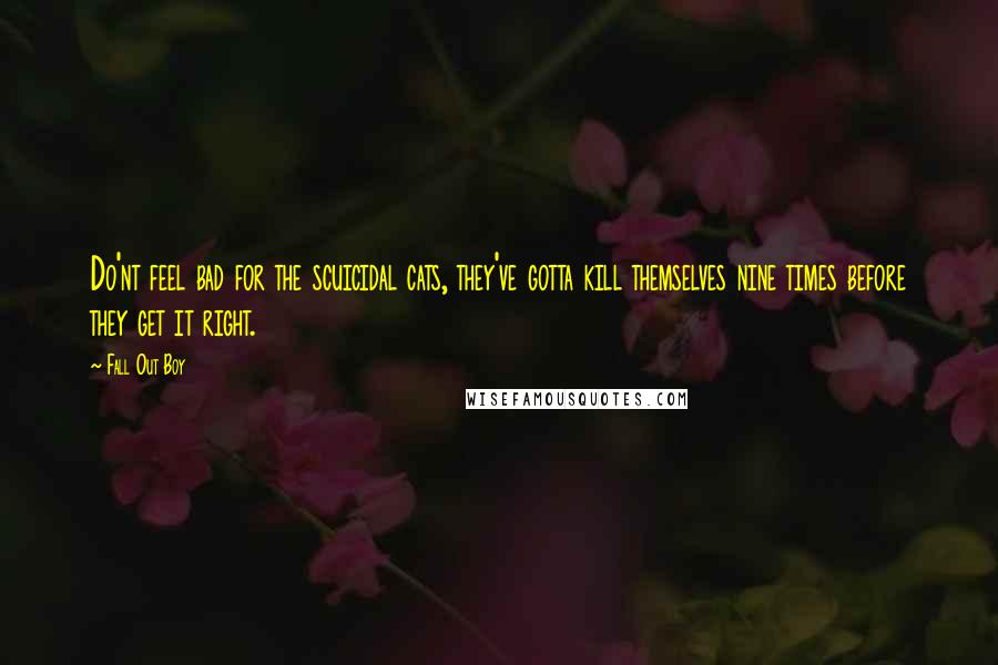 Fall Out Boy Quotes: Do'nt feel bad for the scuicidal cats, they've gotta kill themselves nine times before they get it right.
