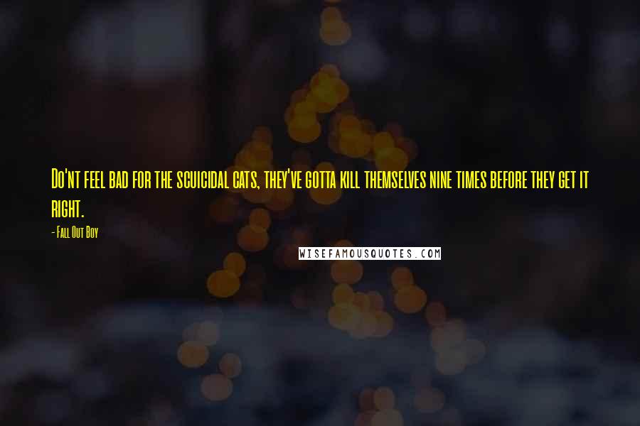 Fall Out Boy Quotes: Do'nt feel bad for the scuicidal cats, they've gotta kill themselves nine times before they get it right.