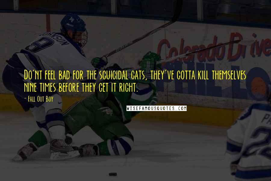 Fall Out Boy Quotes: Do'nt feel bad for the scuicidal cats, they've gotta kill themselves nine times before they get it right.
