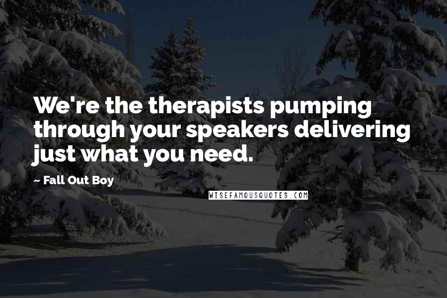 Fall Out Boy Quotes: We're the therapists pumping through your speakers delivering just what you need.