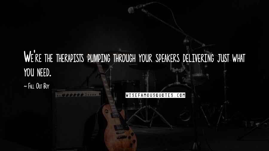 Fall Out Boy Quotes: We're the therapists pumping through your speakers delivering just what you need.