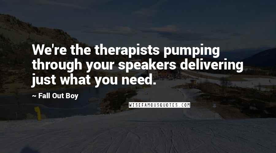 Fall Out Boy Quotes: We're the therapists pumping through your speakers delivering just what you need.