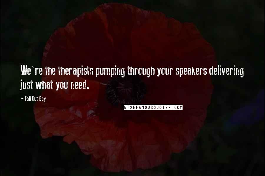 Fall Out Boy Quotes: We're the therapists pumping through your speakers delivering just what you need.