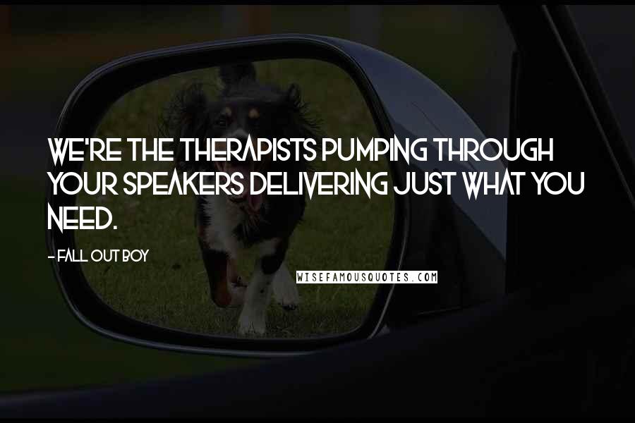 Fall Out Boy Quotes: We're the therapists pumping through your speakers delivering just what you need.