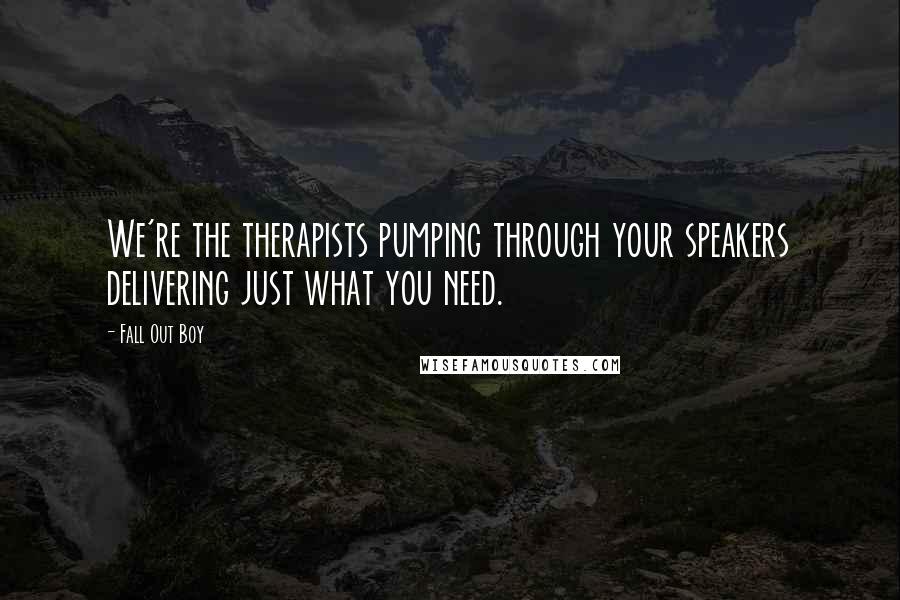 Fall Out Boy Quotes: We're the therapists pumping through your speakers delivering just what you need.