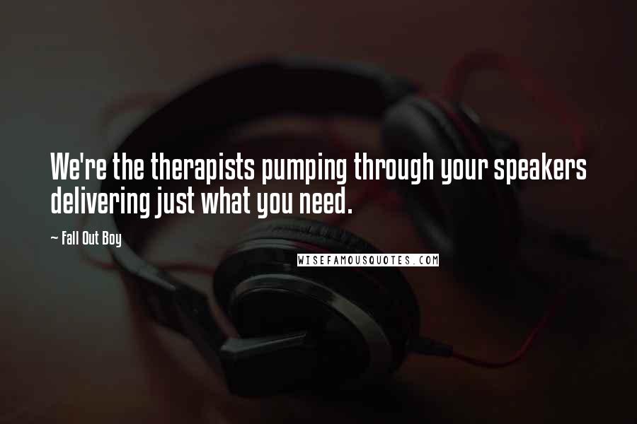 Fall Out Boy Quotes: We're the therapists pumping through your speakers delivering just what you need.