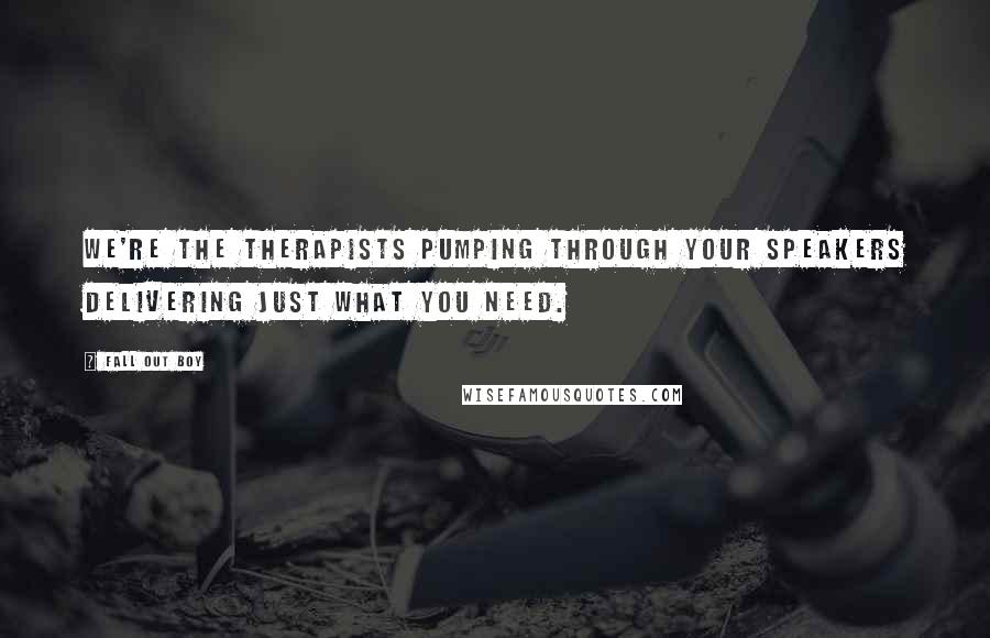 Fall Out Boy Quotes: We're the therapists pumping through your speakers delivering just what you need.