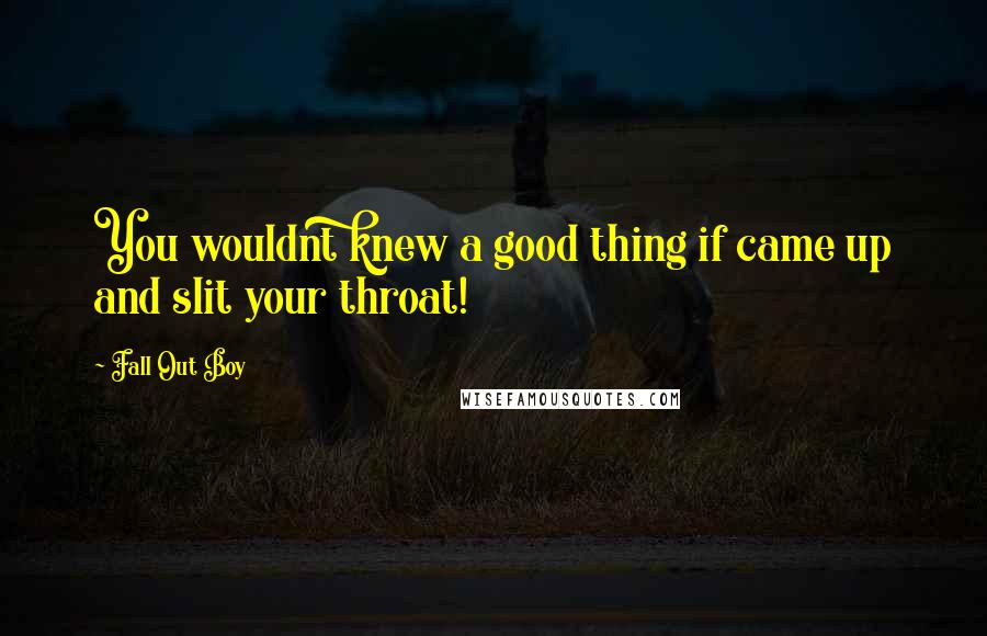 Fall Out Boy Quotes: You wouldnt knew a good thing if came up and slit your throat!