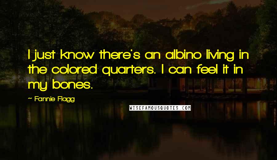 Fannie Flagg Quotes: I just know there's an albino living in the colored quarters. I can feel it in my bones.