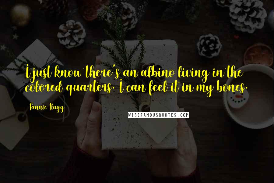 Fannie Flagg Quotes: I just know there's an albino living in the colored quarters. I can feel it in my bones.