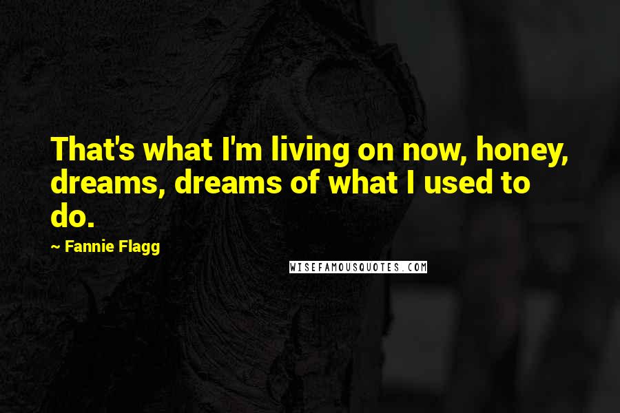 Fannie Flagg Quotes: That's what I'm living on now, honey, dreams, dreams of what I used to do.