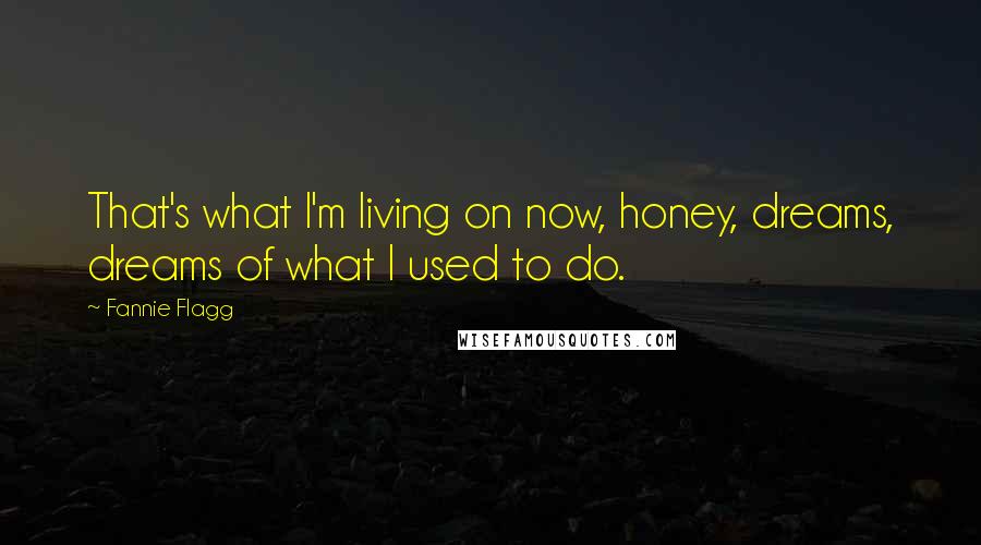 Fannie Flagg Quotes: That's what I'm living on now, honey, dreams, dreams of what I used to do.