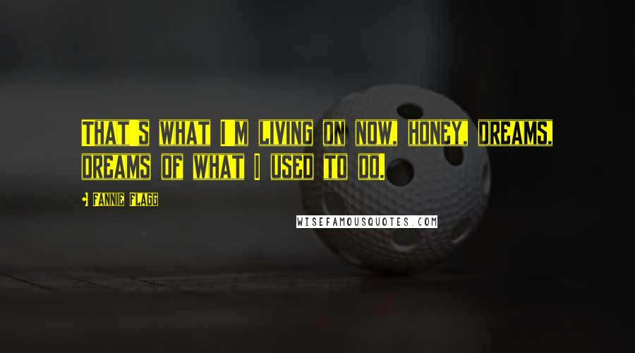 Fannie Flagg Quotes: That's what I'm living on now, honey, dreams, dreams of what I used to do.