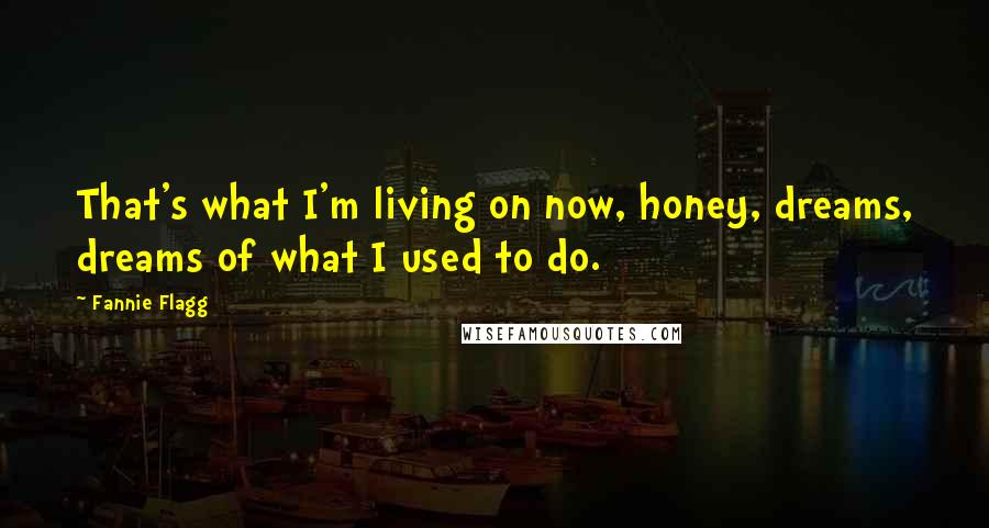 Fannie Flagg Quotes: That's what I'm living on now, honey, dreams, dreams of what I used to do.