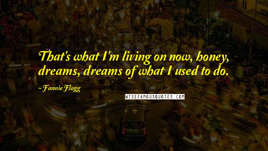 Fannie Flagg Quotes: That's what I'm living on now, honey, dreams, dreams of what I used to do.