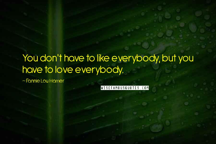 Fannie Lou Hamer Quotes: You don't have to like everybody, but you have to love everybody.