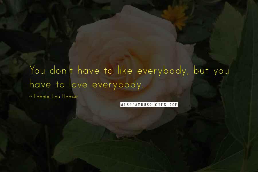 Fannie Lou Hamer Quotes: You don't have to like everybody, but you have to love everybody.