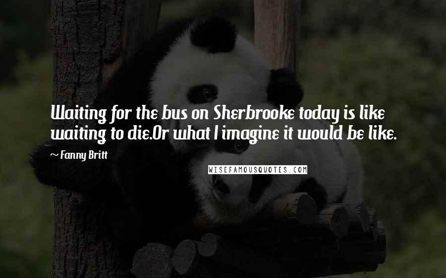 Fanny Britt Quotes: Waiting for the bus on Sherbrooke today is like waiting to die.Or what I imagine it would be like.