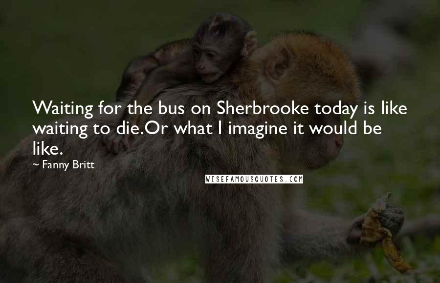 Fanny Britt Quotes: Waiting for the bus on Sherbrooke today is like waiting to die.Or what I imagine it would be like.