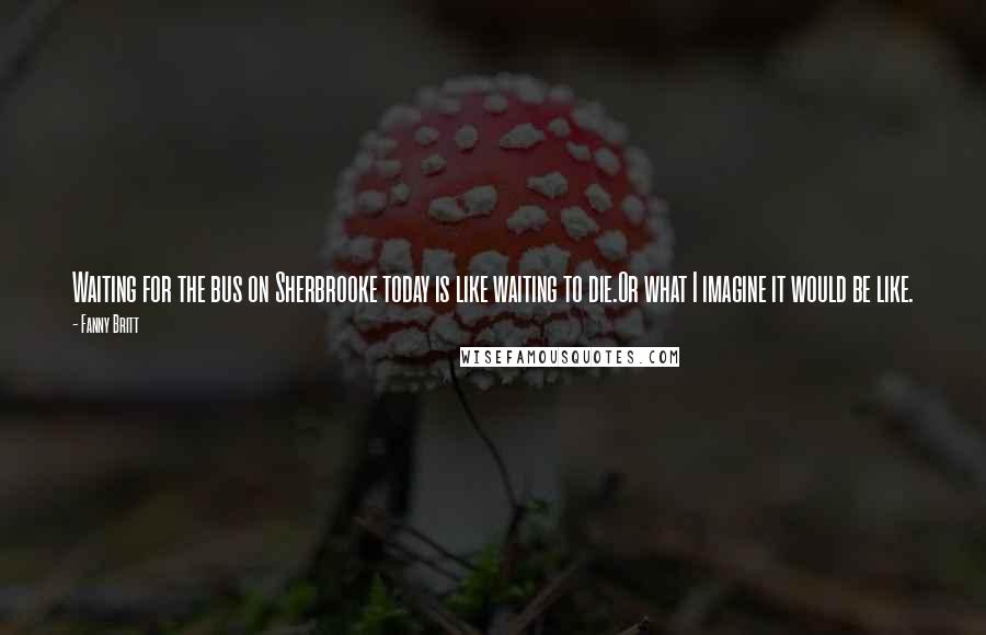 Fanny Britt Quotes: Waiting for the bus on Sherbrooke today is like waiting to die.Or what I imagine it would be like.