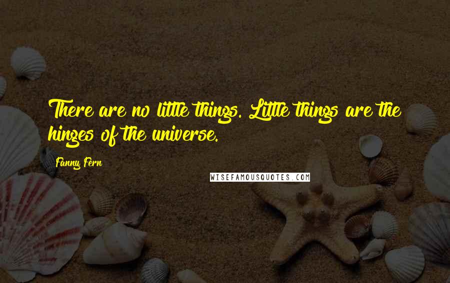 Fanny Fern Quotes: There are no little things. Little things are the hinges of the universe.