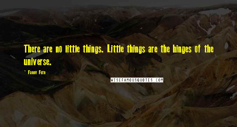 Fanny Fern Quotes: There are no little things. Little things are the hinges of the universe.