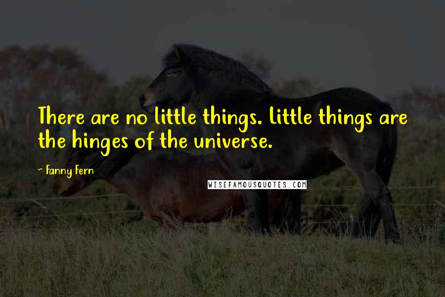 Fanny Fern Quotes: There are no little things. Little things are the hinges of the universe.