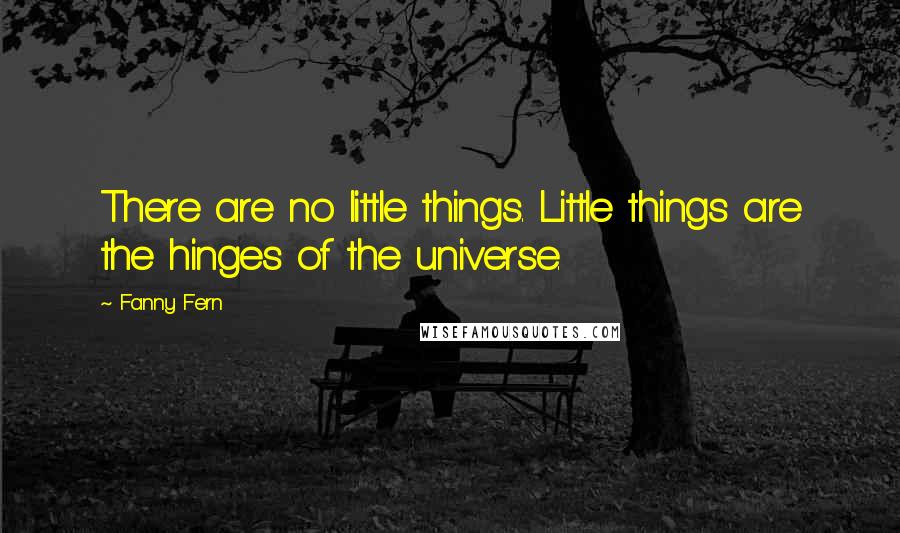 Fanny Fern Quotes: There are no little things. Little things are the hinges of the universe.