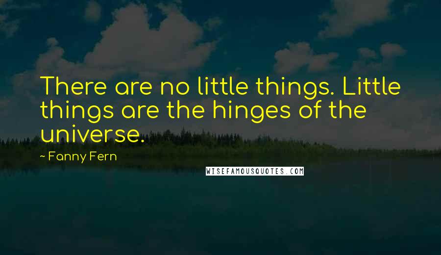 Fanny Fern Quotes: There are no little things. Little things are the hinges of the universe.