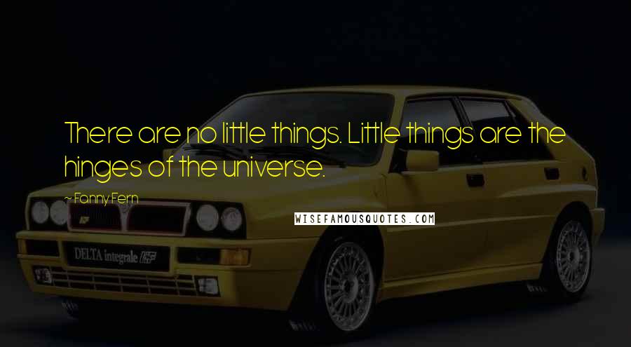 Fanny Fern Quotes: There are no little things. Little things are the hinges of the universe.