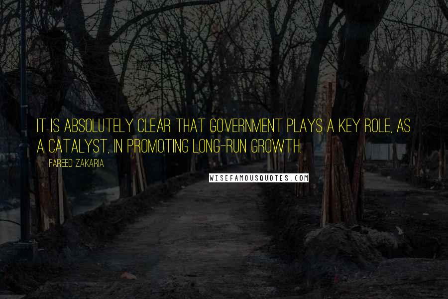 Fareed Zakaria Quotes: It is absolutely clear that government plays a key role, as a catalyst, in promoting long-run growth.