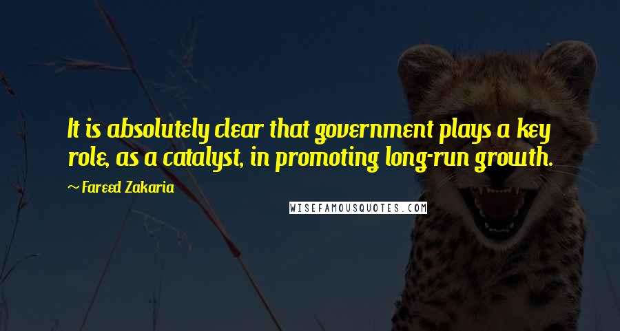 Fareed Zakaria Quotes: It is absolutely clear that government plays a key role, as a catalyst, in promoting long-run growth.