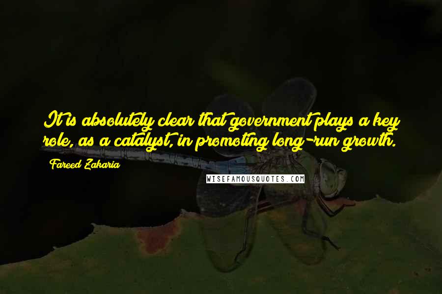 Fareed Zakaria Quotes: It is absolutely clear that government plays a key role, as a catalyst, in promoting long-run growth.