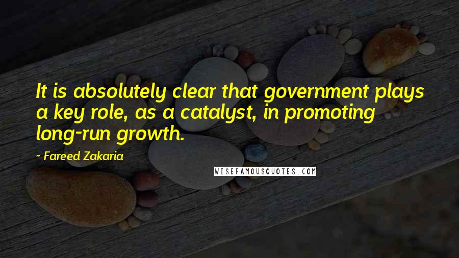 Fareed Zakaria Quotes: It is absolutely clear that government plays a key role, as a catalyst, in promoting long-run growth.