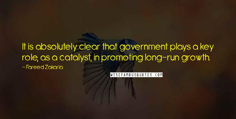 Fareed Zakaria Quotes: It is absolutely clear that government plays a key role, as a catalyst, in promoting long-run growth.