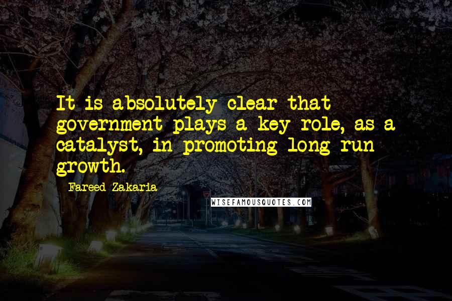 Fareed Zakaria Quotes: It is absolutely clear that government plays a key role, as a catalyst, in promoting long-run growth.